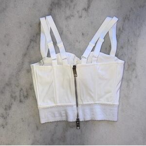 Burberry White Logo Hem Elastane Corset Top in White